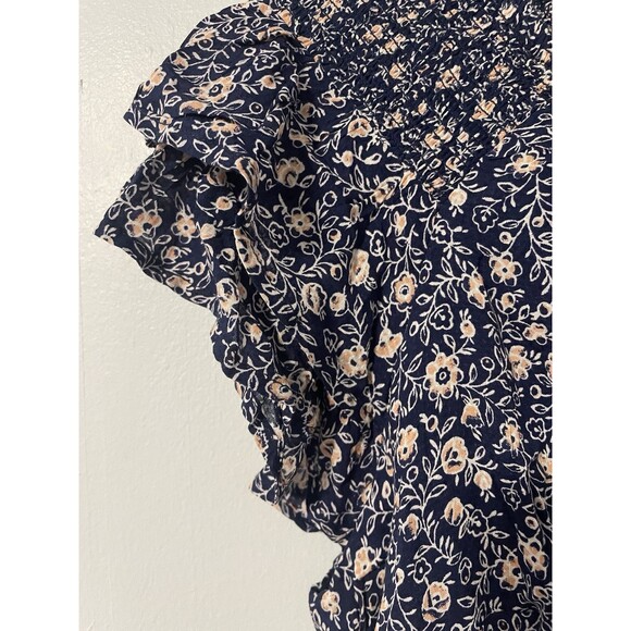 Universal Thread Navy Blue Pink Floral Flutter Sleeve Tiered Maxi Dress Boho XXL - Picture 3 of 11